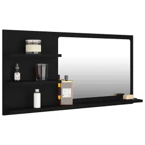 Berkfield Bathroom Mirror Black 90x10.5x45 cm Engineered Wood