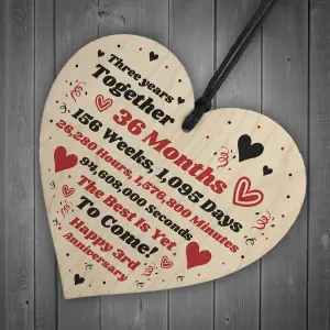 3rd Anniversary Gift Husband Wife Wedding Three Years Mr Mrs Gift Wood Heart