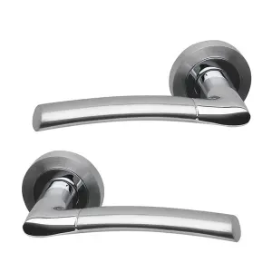 Intelligent Hardware - Internal Door Handle - Pair - Lever on Round Rose - Falcon - Polished/Satin Chrome