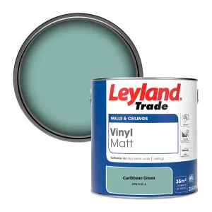 Leyland Trade Vinyl Matt Walls & Ceilings Emulsion Paint Caribbean Green (PPG1141-4) 2.5L