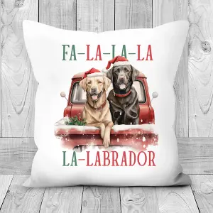 Poly Linen Christmas Cushion Labradors 60cm x 60cm