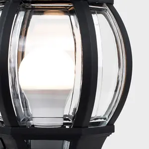 ValueLights Windsor Modern Black IP44 Rated Outdoor Garden Lantern Style Lamp Post Pillar Light