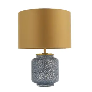 Luminosa Courmayeur Table Lamp Cobalt Glass & Gold Satin Fabric