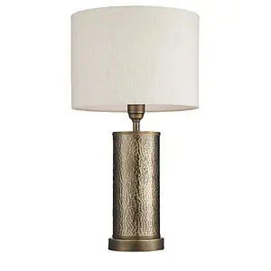 Luminosa Indara 1 Light Table Lamp Aged Bronze, Aged Hammered Bronze Plate, E27