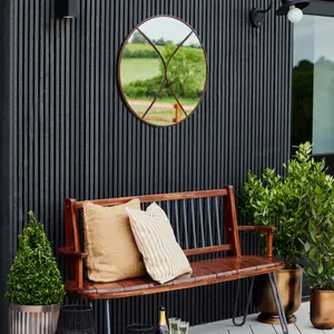 Circular Outdoor Mirror Natural Rust 90cm