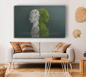 Stone And Plant Human Canvas Print Wall Art - Medium 20 x 32 Inches