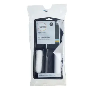 Harris Essentials Gloss 4 Inch Mini Paint Roller Set (4 Piece) Black/White (One Size)