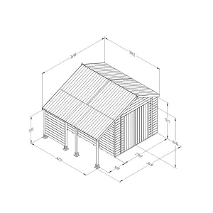 Forest Garden Timberdale log store 10x8 ft Apex Wooden 2 door Shed with floor (Base included) - Assembly service included