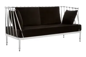 Novo 2 Seat Silver Finish Tapered Arms Sofa