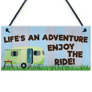 Red Ocean Funny Chic Lifes An Adventure Inspirational Hanging Sign Caravan Camping Holiday Plaque Gift