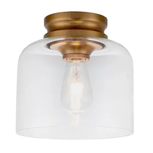 Elstead Feiss Hounslow Bowl Semi Flush Ceiling Light Burnished Brass