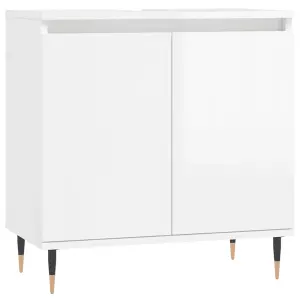 Berkfield Bathroom Cabinet High Gloss White 58x33x60 cm Engineered Wood