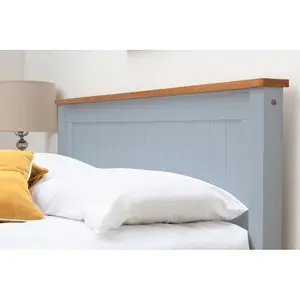 Aubrey Solid Wood Low Profile Bed Frame with Mattress Grey / 19cm King Memory Foam / Kingsize (5')