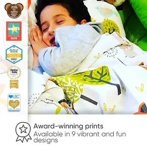 Bloomsbury Mill - Woodland Animals Kids Single Bed Duvet Cover and Pillowcase Set - Single - 135 x 200cm