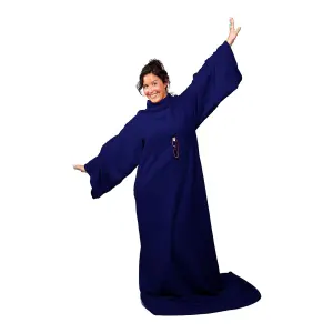 Snug Rug Cosy Sleeved Fleece Blanket With Sleeves and a Handy Pouch Pocket - NAVY BLUE