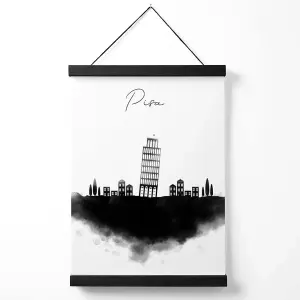 Pisa Watercolour Skyline City Medium Poster with Black Hanger