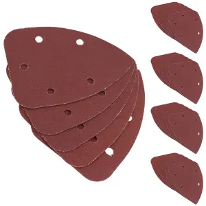 Hook And Loop Detail Sanding Pads Discs 140mm Triangular 80 Grit Medium 25pc