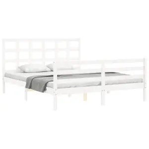 Berkfield Bed Frame with Headboard White 160x200 cm Solid Wood