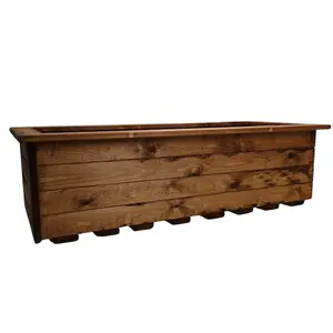 Hand Made 108cm x 41cm Rustic Wooden Large Garden Trough or Flower Bed Planter