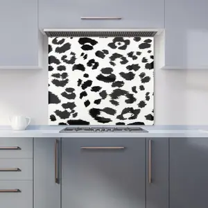 Black Leopard Print Premium Glass Kitchen Splashback W600mm x H600mm