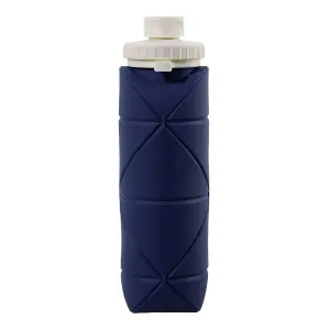 600ml Collapsible Silicone Water Bottle for Travel Gym Dark Blue