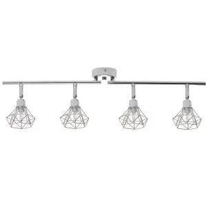 4 Light Spotlight Metal Bar Silver ERMA