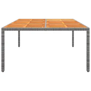 Berkfield Garden Table 200x150x75 cm Acacia Wood and Poly Rattan Grey