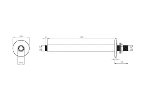 KeenFix Round Overhead 250mm Brass Chrome Shower Head Ceiling Outlet Arm