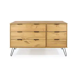 Core Products Augusta Pine 3+3 drawer wide chest of drawers