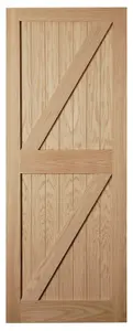 Cottage Wooden Oak veneer External Framed Front door, (H)1981mm (W)838mm