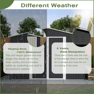 Birchtree 10X12FT Metal Garden Shed Apex Roof With Free Foundation Storage House Anthracite