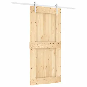 Berkfield Sliding Door with Hardware Set 95x210 cm Solid Wood Pine