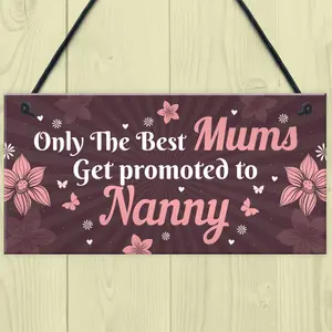 Red Ocean Mum Promoted To Nanny Hanging Plaque Gift For Mum Nanny Mothers Day Gifts Mummy Nanny To Be Gifts