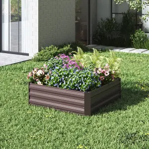 Square Galvanized Steel Garden Flower Bed Planter Box Outdoor Raised Garden Bed Kit 100 cm W x 100 cm D