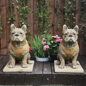 Pair of Life Size French Bulldog Statues