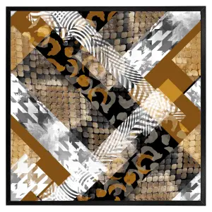 Geometric snake skin & patterns (Picutre Frame) / 16x16" / Grey