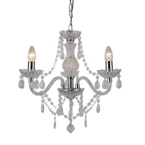 First Choice Lighting Marie Therese Clear Chrome 3 Light Chandelier