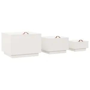 Berkfield Storage Boxes with Lids 3 pcs White Solid Wood Pine