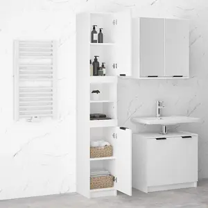 Berkfield Bathroom Cabinet White 32x34x188.5 cm Engineered Wood