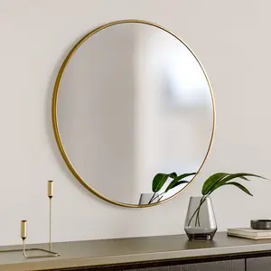 Baum Metal Flat Wall Mirror Gold / 60 cm H x 60 cm W