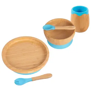 5pc Bamboo Round Baby Weaning Set - Blue