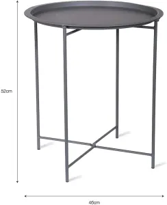 Charcoal STEEL OUTDOOR BISTRO TRAY TABLE ONLY Foldable Removable Tray Top Matt Powder Coated Steel