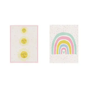 Arthouse Sunshine & Rainbow Pink Canvas art, Set of 2 (H)40cm x (W)30cm