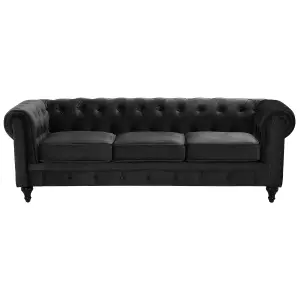 Velvet Living Room Set Black CHESTERFIELD