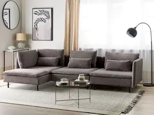 Right Hand Modular Jumbo Cord Corner Sofa Brown EGERIS