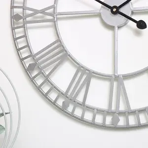 Melody Maison Silver Metal Skeleton Clock 60cm x 60cm