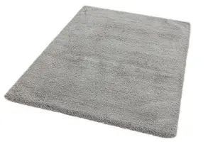 Silver Shaggy Modern Plain Easy to clean Rug for Dining Room Bed Room and Living Room-200cm X 290cm