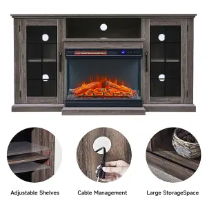 Electric Fire Suite,3 Sided Fireplace Heater with Fire Surround Set,Fireplace TV Stand Cabinet with Storage Shelf