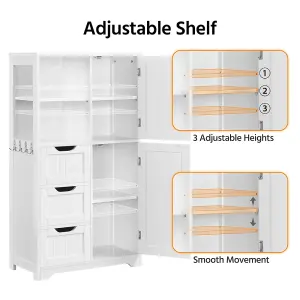 Yaheetech White Freestanding Bathroom Storage Cabinet with Open Compartments