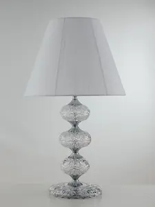 Luminosa INCANTO Table Lamp with Round Tapered Shade Chrome, Crystal 40x68cm